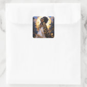 Fantasy Woman African American Art Quadratischer Aufkleber (Tasche)
