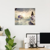Fantasy Woman and Island Castle in the Clouds Poster (Heimbüro)