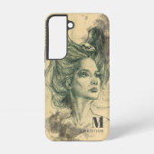 Fantasy Woman Bird Skull Wings Surreal Art Name Samsung Galaxy Hülle (Rückseite)
