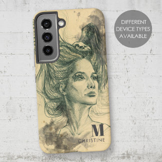 Fantasy Woman Bird Skull Wings Surreal Art Name Samsung Galaxy Hülle