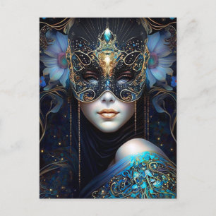 Fantasy Woman Wear Mask Postkarte