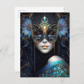 Fantasy Woman Wear Mask Postkarte (Vorne/Hinten)