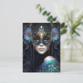 Fantasy Woman Wear Mask Postkarte (Stehend Vorderseite)