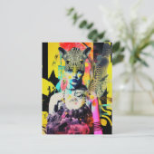 Fantasy Women and Animals Colorful Collage Postkarte (Stehend Vorderseite)