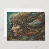 Fantasy Women and Birds Postcard Postkarte (Vorne/Hinten)