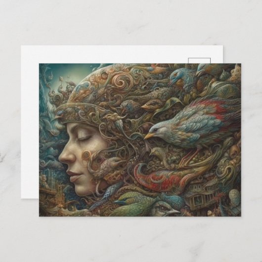 Fantasy Women and Birds Postcard Postkarte (Vorne/Hinten)