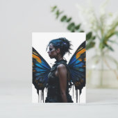 Fantasy Women and Butterfly Wings AI Art Postkarte (Stehend Vorderseite)