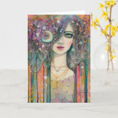 Fantasy Women Bohemisch Sinti und Roma Colorful Ab Karte (Gelbe Blume)