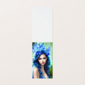 Fantasy Women Fairy Portrait mit Blauen Blumen und Visitenkarten (Außenseite Aufgefaltet)