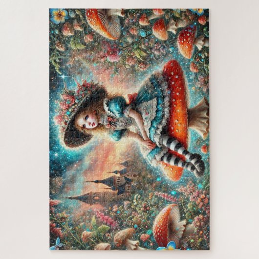Fantasy Wonderland Alice On Mushroom Puzzle (Vertikal)