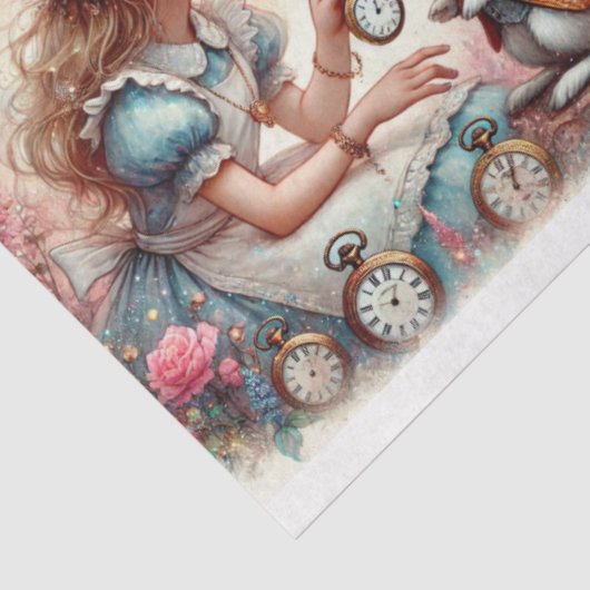 Fantasy Wonderland Rabbit Alice Decoupage Seidenpapier (Ausschnitt)