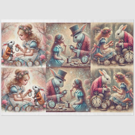 Fantasy Wonderland Rabbit Alice Decoupage Seidenpapier (Vorderseite)