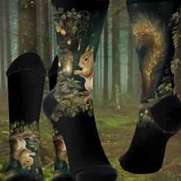 Fantasy Woodland Eichhörnchen und Lichter Herbst Socken