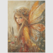 Fantasy Woodland Fairy with Wildflowers Decoupage Seidenpapier (Vorderseite)