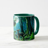 Fantasy woodland goddess and gentle deer art tasse (VorderseiteRechts)