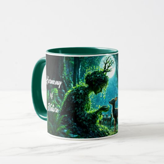 Fantasy woodland goddess and gentle deer art tasse (Vorderseite Links)