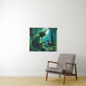 Fantasy woodland goddess and gentle deer art wandteppich (Beispiel (Horizontal))