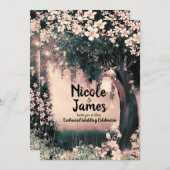 Fantasy Woodland verzaubert Rosa Wald Hochzeit in Einladung (Vorne/Hinten)