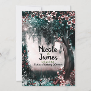 Fantasy Woodland verzauberte Blush Forest Wedding Einladung