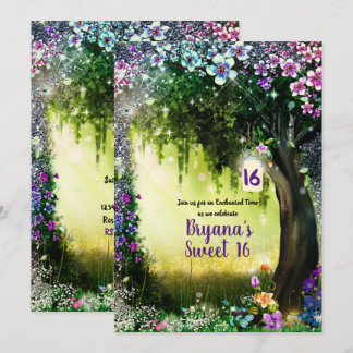 Fantasy Woodland Verzauberte Glow Forest Sweet 16 Einladung