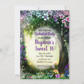Fantasy Woodland Verzauberte Glow Forest Sweet 16 Einladung (Vorderseite)