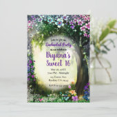 Fantasy Woodland Verzauberte Glow Forest Sweet 16 Einladung (Stehend Vorderseite)