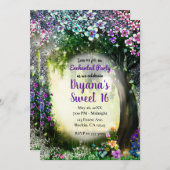 Fantasy Woodland Verzauberte Glow Forest Sweet 16 Einladung (Vorne/Hinten)