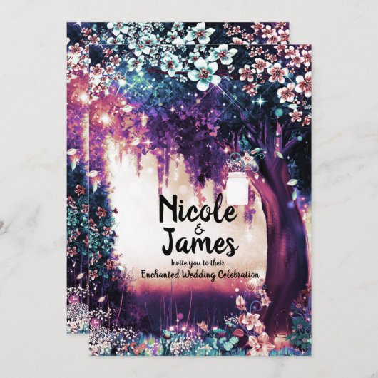 Fantasy Woodland verzauberte Sommerwald Hochzeit I Einladung (Vorne/Hinten)