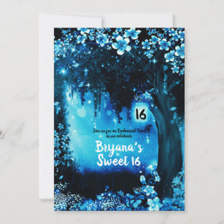 Fantasy Woodland Verzauberter Blauwald Süß 16 Einladung