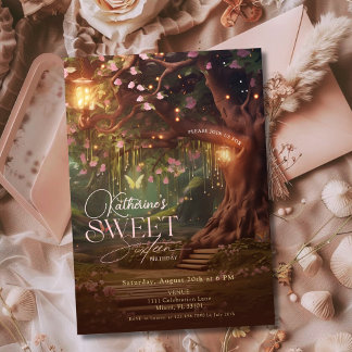 Fantasy Woodland Verzaubertes Waldglühen Süß 16 Einladung