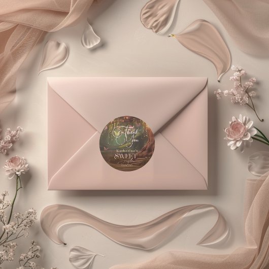 Fantasy Woodland Verzaubertes Waldglühen Süß 16 Runder Aufkleber