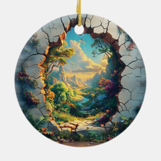Fantasy World durch ein Cracks Wall Design Keramik Ornament (Hinten)