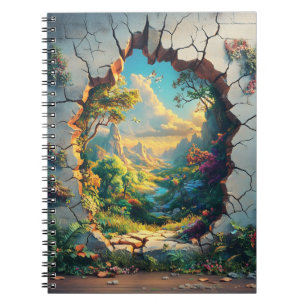 Fantasy World durch ein Cracks Wall Design Notizblock