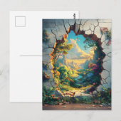 Fantasy World durch ein Cracks Wall Design Postkarte (Vorne/Hinten)