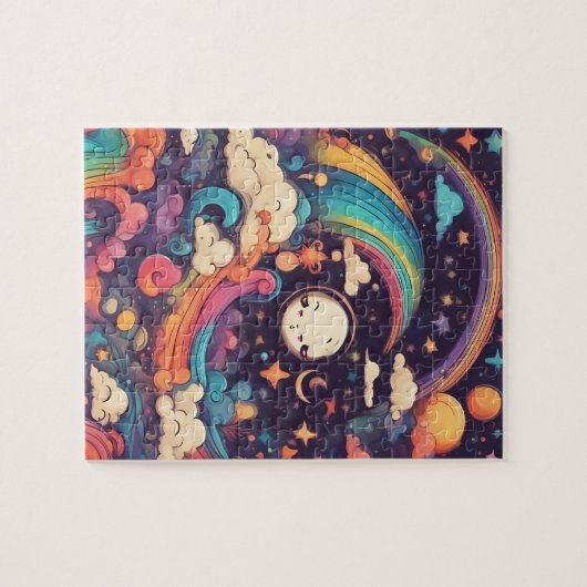 Fantasy World farbenfroher Zauberrauch mit Niedlic Puzzle (Horizontal)