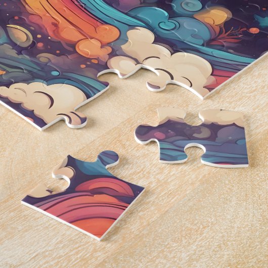 Fantasy World farbenfroher Zauberrauch mit Niedlic Puzzle (Seite)