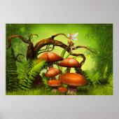 Fantasy World Forest, große Pilze und Fee Poster (Vorne)