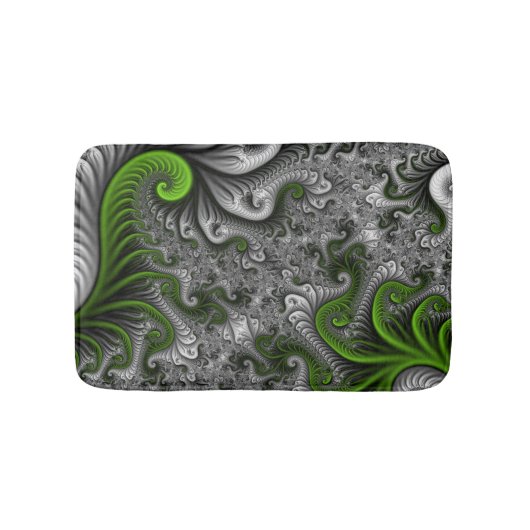 Fantasy World Green and Graue Abstrakte Fraktal Ar Badematte (Vorderseite)