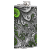 Fantasy World Green and Graue Abstrakte Fraktal Ar Flachmann (Rechts)