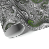 Fantasy World Green and Graue Abstrakte Fraktal Ar Geschenkpapier (Rolleneckpunkt)