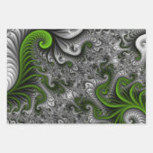 Fantasy World Green and Graue Abstrakte Fraktal Ar Geschenkpapier Set (Vorderseite 2)