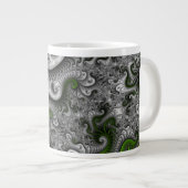 Fantasy World Green and Graue Abstrakte Fraktal Ar Jumbo-Tasse (Vorderseite Rechts)