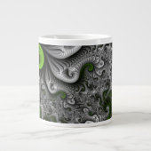 Fantasy World Green and Graue Abstrakte Fraktal Ar Jumbo-Tasse (Vorderseite)