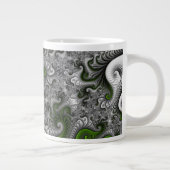 Fantasy World Green and Graue Abstrakte Fraktal Ar Jumbo-Tasse (Rechts)
