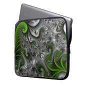 Fantasy World Green and Graue Abstrakte Fraktal Ar Laptopschutzhülle (Vorderseite Links)