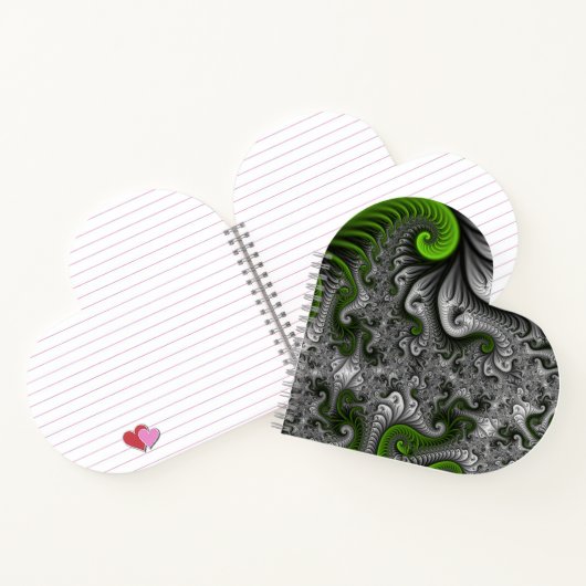 Fantasy World Green and Graue Abstrakte Fraktal Ar Notizblock (Innenseite)