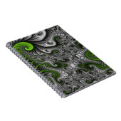 Fantasy World Green and Graue Abstrakte Fraktal Ar Notizblock (Rechte Seite)