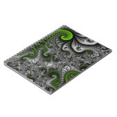 Fantasy World Green and Graue Abstrakte Fraktal Ar Notizblock (Linke Seite)