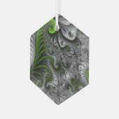 Fantasy World Green and Graue Abstrakte Fraktal Ar Ornament Aus Glas (Vorderseite Links)