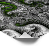 Fantasy World Green and Graue Abstrakte Fraktal Ar Poster (Ecke)